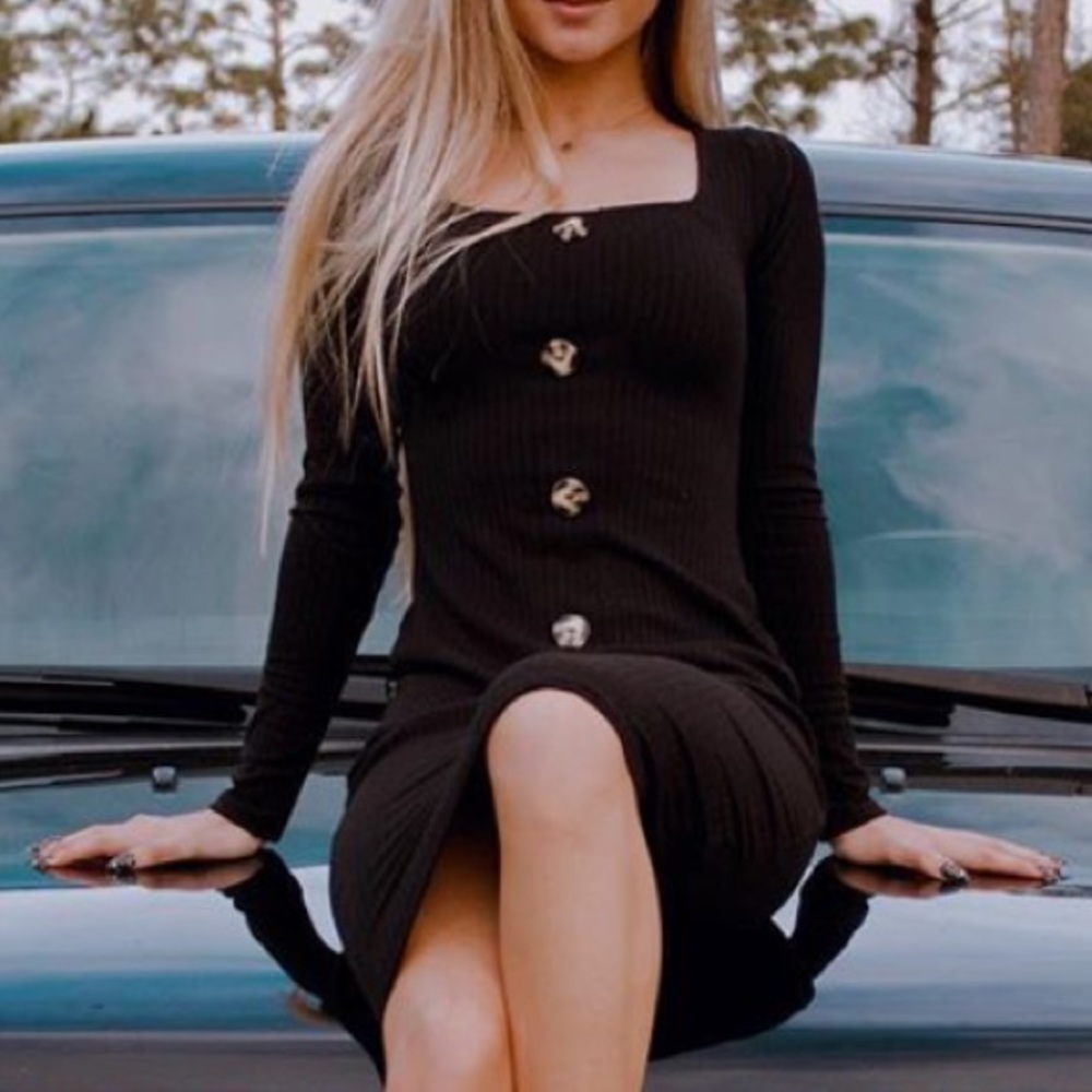 Fashion Nova black long sleeve dress size XS NWT